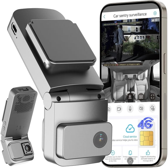 4G LTE Cam with Live Streaming, Vandalism Camera with 155? Front & 180? Inside Camera, GPS , Detect, G-Sensor, OBD II, 24/7 Parking