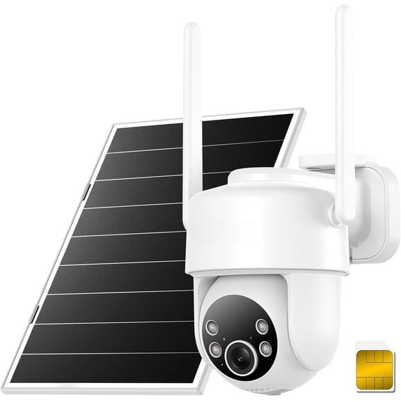 4G LTE Cellular Camera Outdoor, AOV 24/7 Continuous Recording Solar Camera with -in SIM Card, Color Night Vision, 360? PTZ, AI , No WiFi Needed for Farm/RV