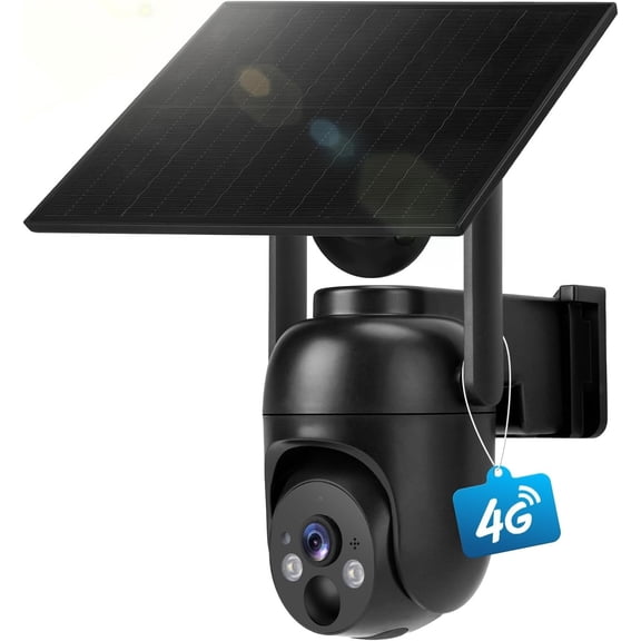 4G LTE Cellular Cameras Solar No WiFi Camera Outdoor Built-in SIM Card Color Night Vision 360? View Motion Detection 2-Way Audio 1 Pack
