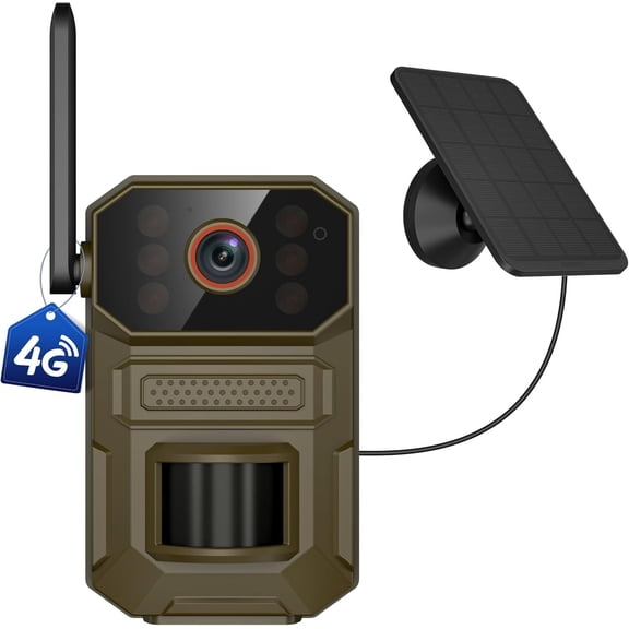4G LTE Cellular Outdoor Camera,1080p for with Motion Detection, 2-Way Audio, Night Vision, IP65, Solar Panel, -in SIM Card, Unlimited Plan (Sold Separately)