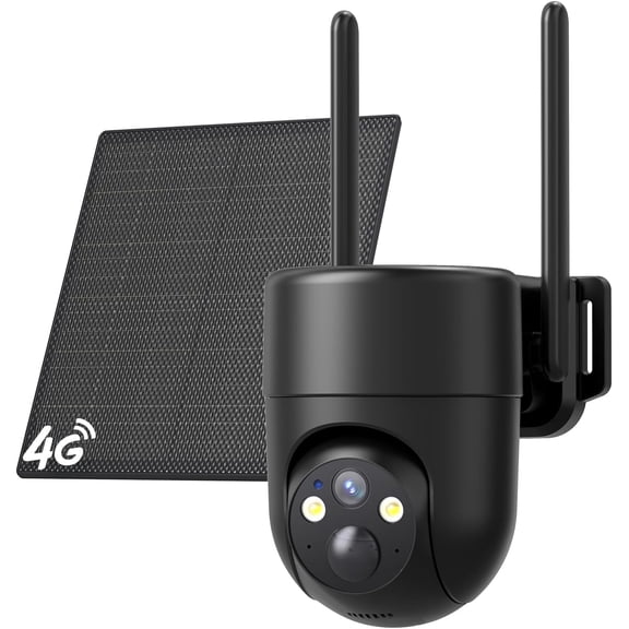 4G LTE Cellular Security Camera, 2 Pack Solar Powered Outdoor Cameras No WiFi Needed for Farm&Ranch, 360 ° View, 2K Night Vision