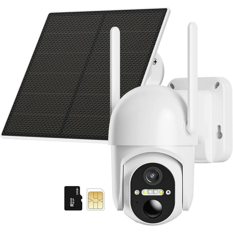 4G LTE Cellular Security Camera Include SD&SIM Card (Support Verizon AT&T T- Mobile), 2K Solar Outdoor No WiFi Security Camera with 360° Live Video  Night Vision Spotlight PIR Motion Sensor Two Way Talk 
