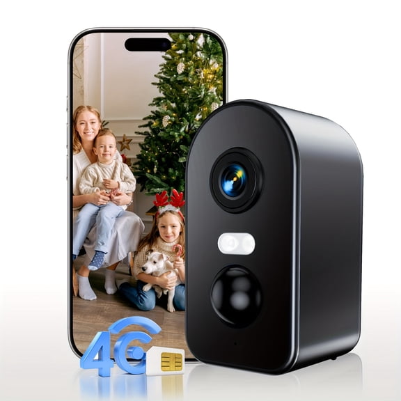 4G LTE Cellular Security Camera Indoor, No WiFi Wireless Camera With SIM Card & Unlimited Data Plan, Security Camera With Motion Detection, 2-Way Talk For Remote Areas, Color Night Vision