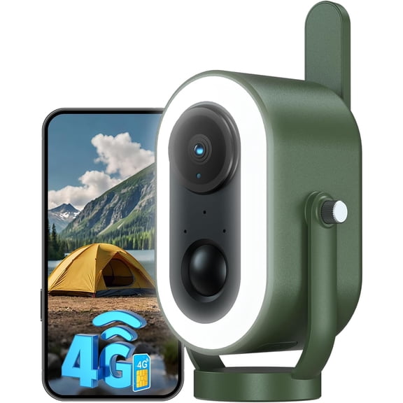 4G LTE Cellular Security Camera with SIM Card, 2K HD Wireless Portable Camping Camera, Magnetic Outdoor Surveillance Camera with 6000mAh Battery & PIR Motion Detection for RV, Travel, Parking