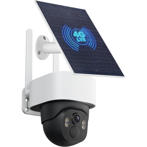4G LTE Cellular Solar Camera Outdoor, No WiFi Solar Cameras, 4MP PTZ 360? View, Motion , Color Night Vision, AI Detection, Built-in eSIM (No SIM Card Needed)