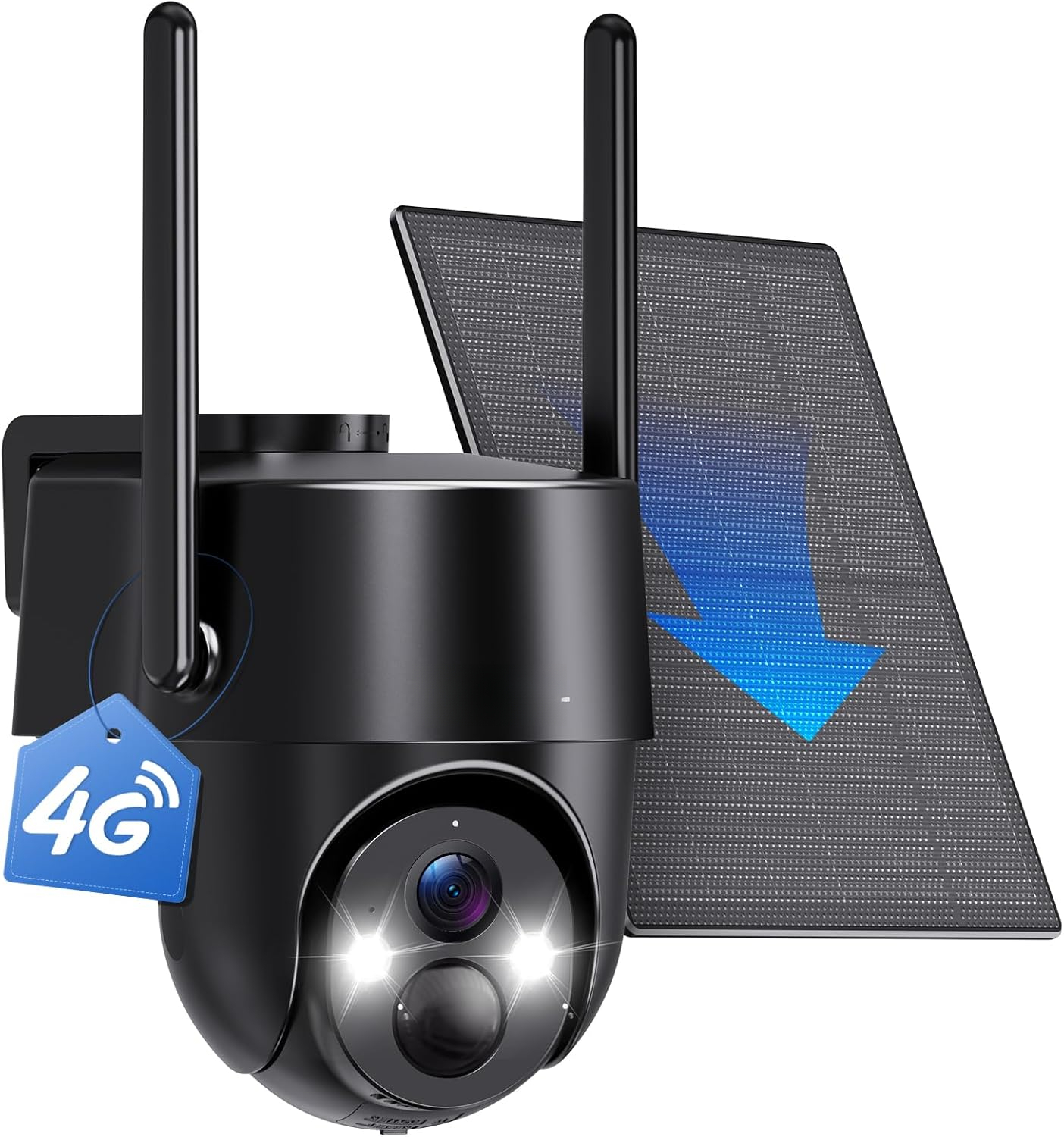 4G LTE Cellular Solar Security Camera |   Wireless Outdoor, No WiFi, 360 °   Live View, 2K Color Night Vision, PIR Detection, 2-Way Audio, Motion Alerts, Built-in SIM Card