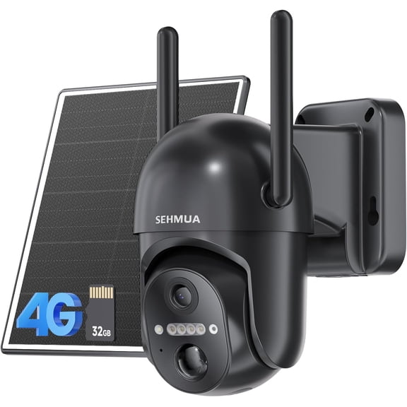 4G LTE Cellular Solar Security Camera Wireless Outdoor, No WiFi Solar Powered Camera, 360 Live View, 2K Color Night Vision, PIR Motion Sensor, 2 Way Talk, Built in SIM Card