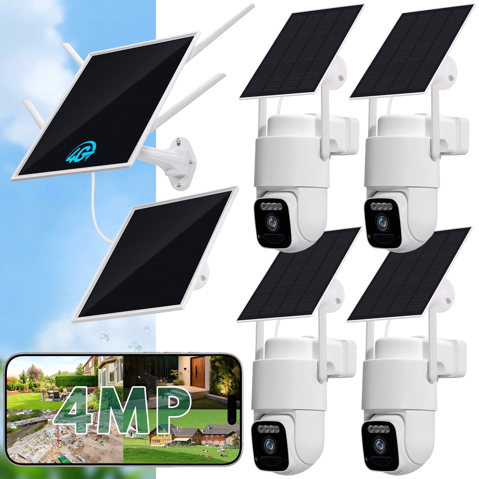 4G LTE Cellular Solar Security Cameras Wireless Outdoor, No WiFi Needed ...