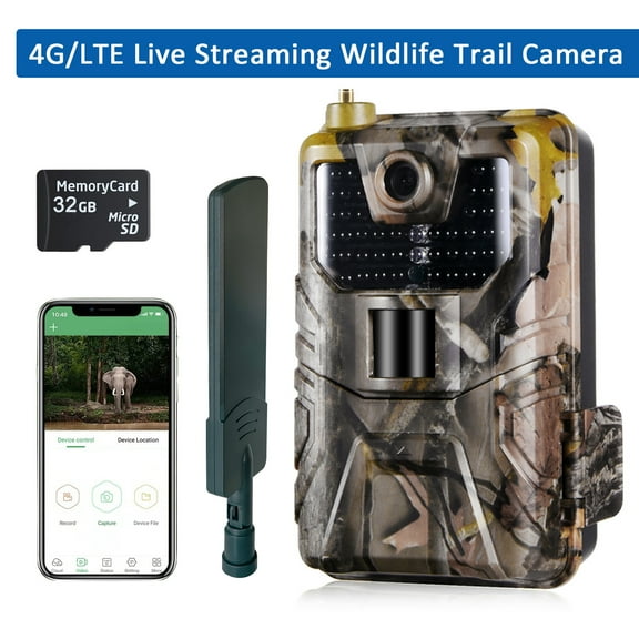 4G/LTE Cellular Trail Camera 36MP 4K APP Game Camera with Live Streaming Video Infrared Night Vision, AA Batteries Powered(AA batteries not included) HC-900Pro-AA