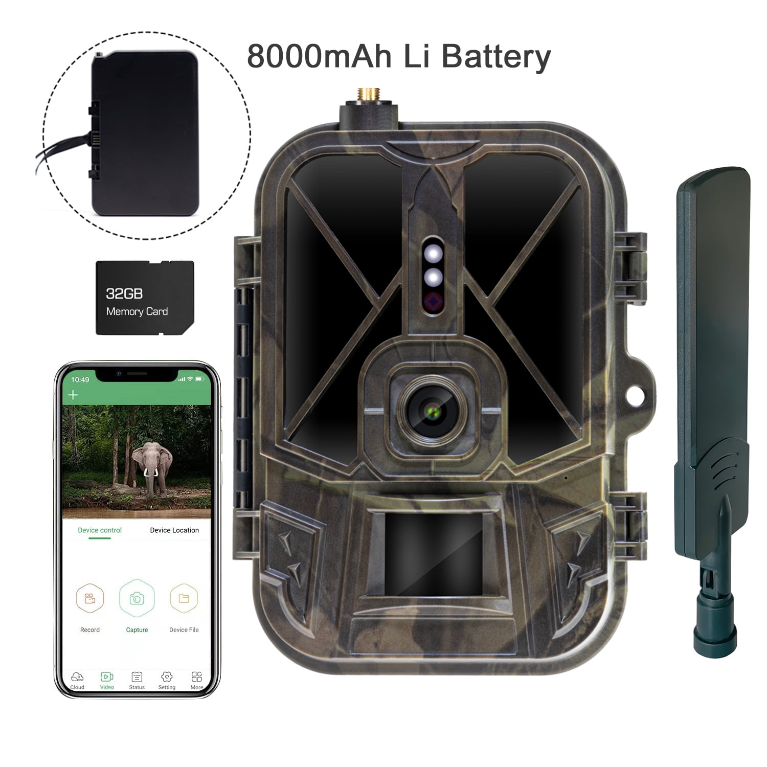 4G/LTE Cellular Trail Camera 36MP/4K with 8000mAh Battery APP Hunting