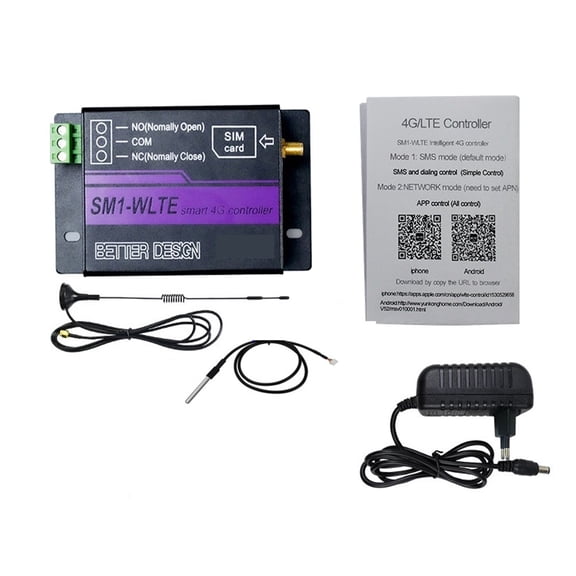4G LTE FDD GSM SMS Smart Remote Relay Controller SM1-WLTE ON/OFF Switch APP Web Control For Sliding Swing Gate Opener ,Easy to Use