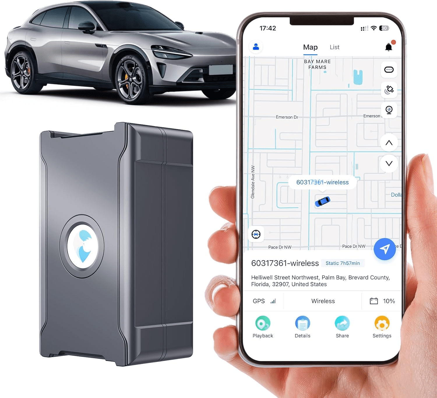 wanwaytech, 4G LTE GPS Tracker for Vehicles, Magnetic Hidden Design ...