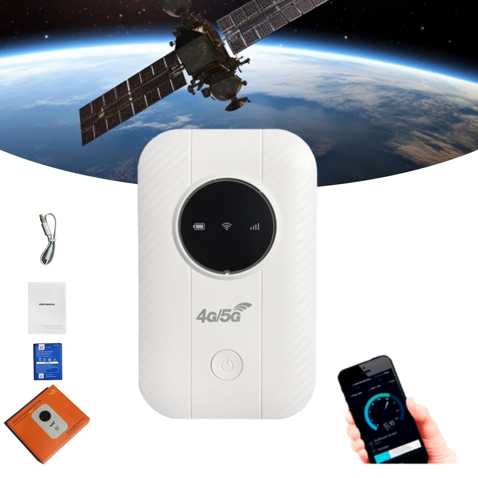 VBESTLIFE Portable WiFi Hotspot – 300Mbps 4G/5G LTE Unlocked Router, Supports 10 Devices, 3200mAh Battery