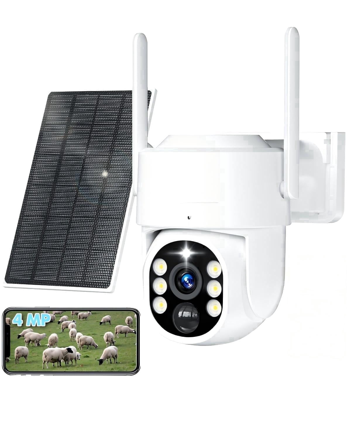 Generic 4G LTE Solar Security Camera Outdoor, No WiFi, 2K Video, Multi-Functional Night Vision, PIR AI, 2-Way Audio