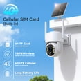 thumbnail image 1 of 4G LTE Solar Security Camera Wireless Outdoor, No WiFi Needed, 360° Live View, 4MP Color Night Vision, PIR Motion Sensor, 2-Way Talk, Built-in SIM Card, Smartphone App Surveillance, 1 of 12
