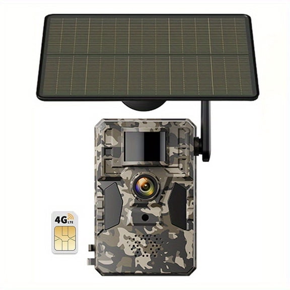 4G LTE Trail Camera with 2K Live View, Solar Powered, Motion Activated 0.2s Trigger, Night Vision, Remote App Access & Playback, Built-in SIM Card, Long Battery Life (4-Pack/Single)