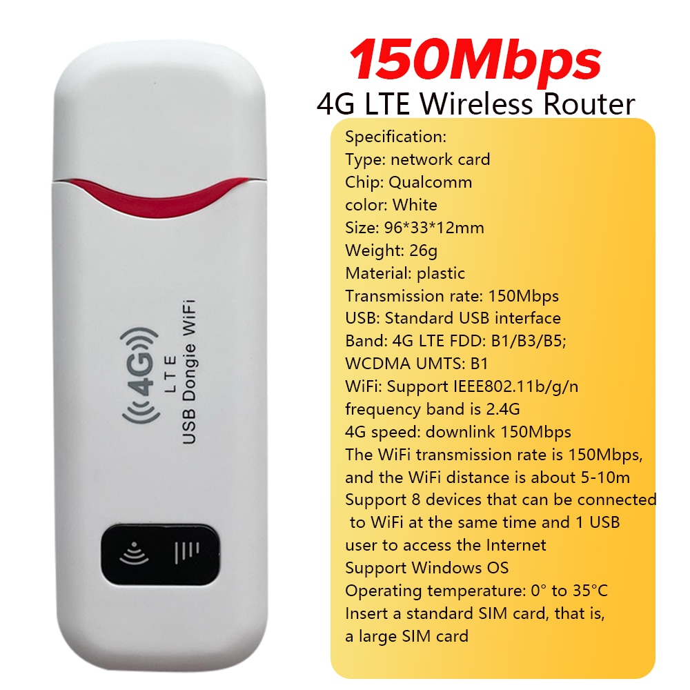 4G LTE Wireless Router 150Mbps USB Dongle Modem Stick Mobile Broadband