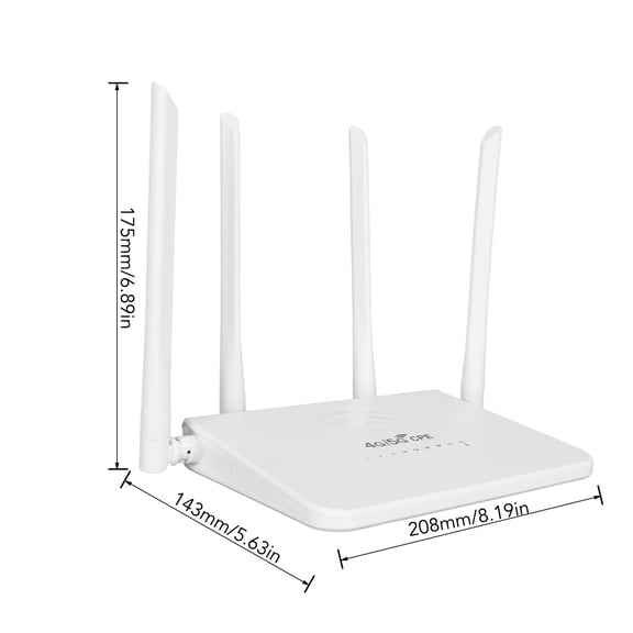4G LTE Wireless Router W/ SIM, 300Mbps WiFi Hotspot, 4 Antennas, Long Range Connectivity