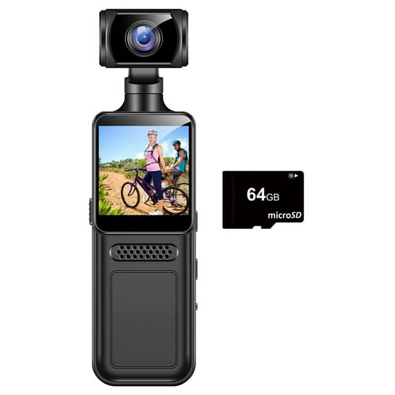 4G Protable Digital Camera 2K Pocket Motion Camera 180 Degrees Rotate Bike Driver Recorder Body Worn Camera 64G