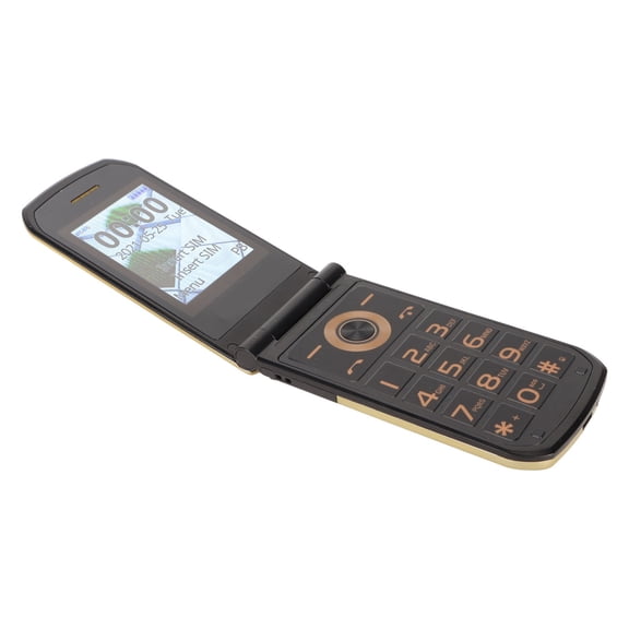 4G Senior Flip Phone with Clear Speaker Audio, Unlocked Dual Screen Cell Phone for Elderly with Big Button Display & 4800mAh Battery - Gold Version (5.5 in / 14 cm)