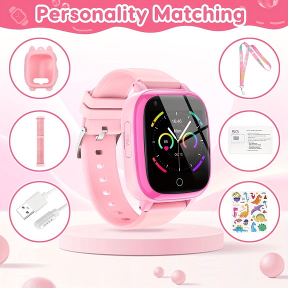 4G Smart Watch for Kids with GPS Tracker, Texting and Calling, Kids Watch for Ages 4-12 - Includes 2 Way Call, Video Call, Chat, SOS Alerts, App - Fun & Educational Birthday Gift Idea