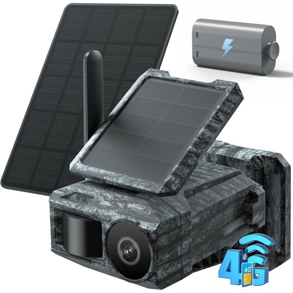 4G Solar  Camera with SIM Card & 2 Solar Panel -  Outdoor Trail Camera, Motion Detection No-Glow Night Vision  App ,Only Support The Built-in SIM (Not Support WiFi)