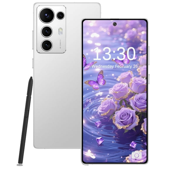 4G Unlocked Smartphone, Android 14, 6GB+64GB Fully Unlocked Cell Phone Built in Pen The Phone, Battery 4500mAh 6.8" HD Screen, 13MP+48MP Camera/Dual SIM/Face (White)
