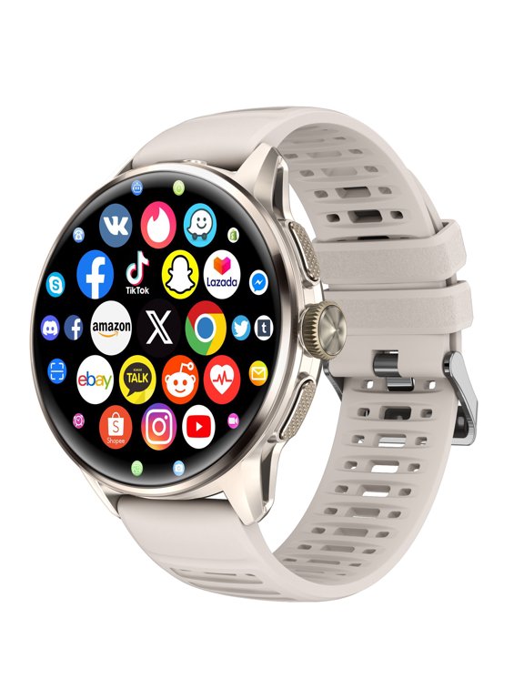 4G Unlocked Smartwatch, 1.6" AMOLED Screen, 3GB+32GB, NFC Infrared Remote Control, Dual System, Google Play, Smart Phone Watch for Men Women