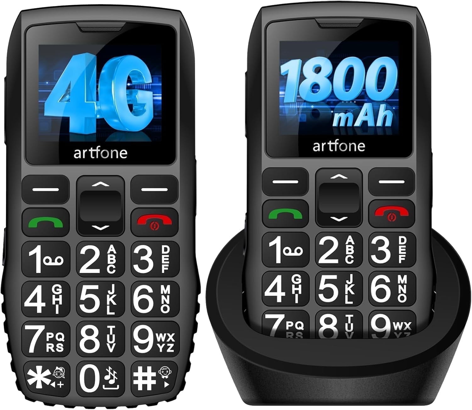 4G Volte Big Button Cell Phone Unlocked for Seniors Big Buttons Phone C1+4G for Elderly & Kids, Clear Sound, SOS Button, Convenient USB-C & Charging Dock, Talking Numbers