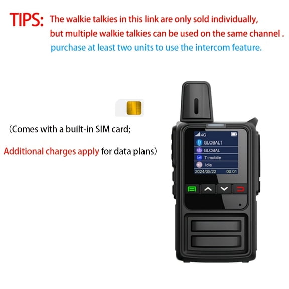 4G Walkie Talkies 2-Pack, Rechargeable Long Range Two-Way Radios with Free SIM Card (Data Plans Extra), Global Intercom Over 5000KM for Camping Hiking Hunting