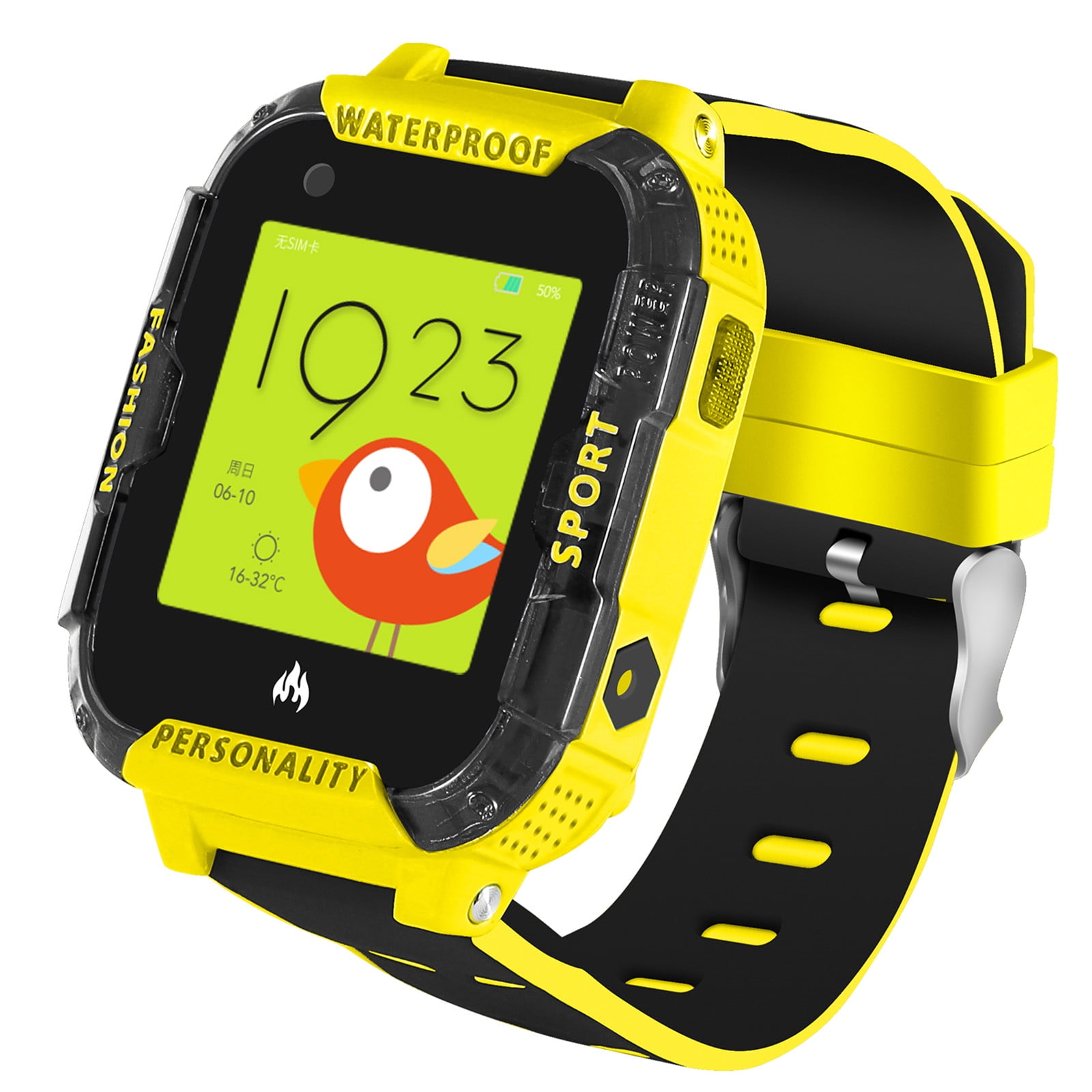 4G Waterproof Kids GPS Smart Watch Phone, with Anti-Lost GPS WIFI LBS Positioning Tracker, video call, Calling, SOS, Voice Chat, Pedometer, Alarm Clock, Birthday & Christmas for Boys or Girls (Yellow)