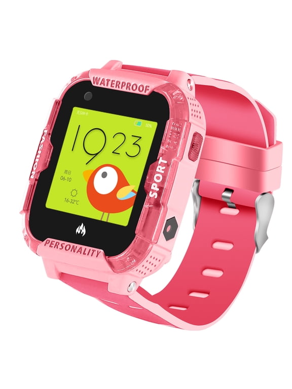 4G Waterproof Kids GPS Smart Watch Phone, with Anti-Lost GPS WIFI LBS Positioning Tracker, video call, Calling, SOS, Voice Chat, Pedometer, Alarm Clock, Birthday & Christmas for Boys or Girls (Pink)