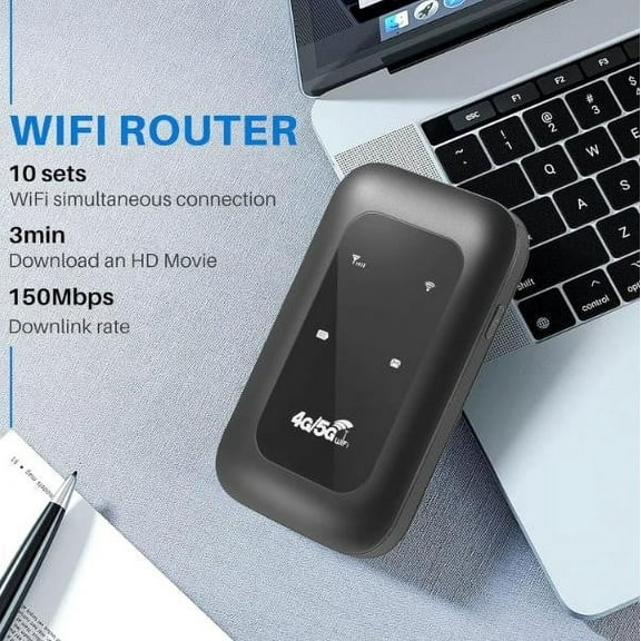 4G Wireless Router, Portable Wi-Fi Hotspot with SIM Card Slot, LTE MIFI Smart Router for Travel, High-Speed Mobile Internet, Car Sharing and On-the-Go Use