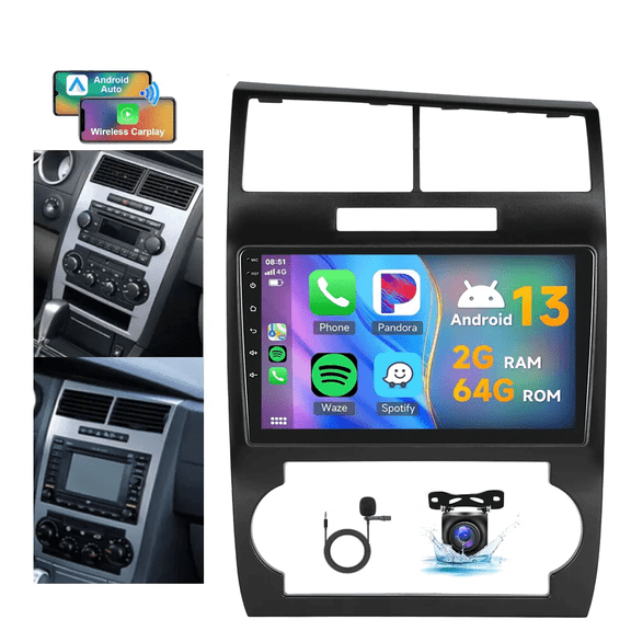 4GB+64GB Car Radio Stereo for Dodge Charger Magnum 2005-2007, 9 Inch IPS Touch Screen Support Carplay&Android Auto Bluetooth&Voice Control,GPS Navigation, Rear Camera,FM Radio