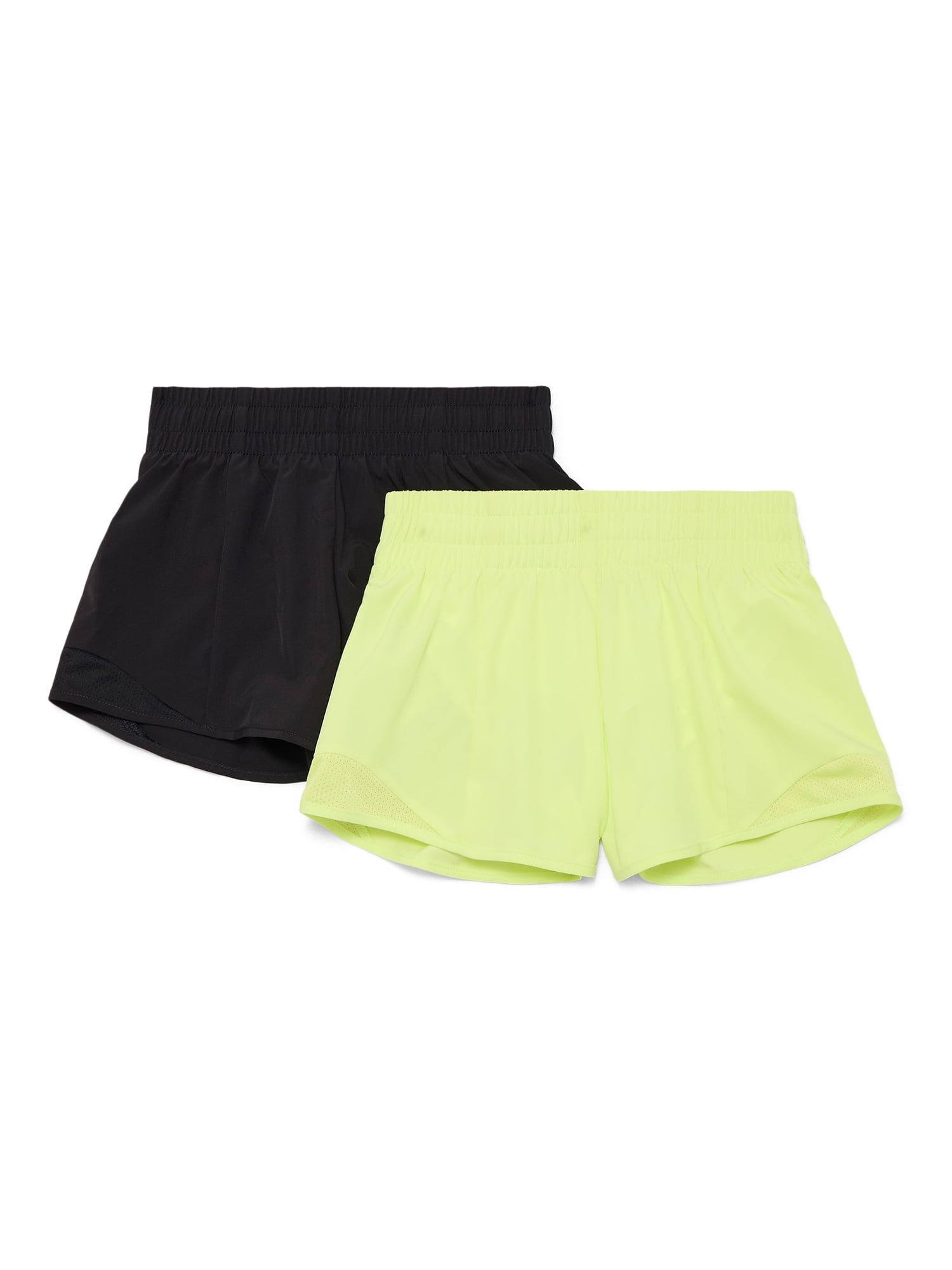 Athletic Works Girls Active Running Shorts, 2-Pack, Sizes 4-18 & Plus