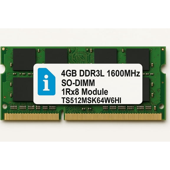 4GB DDR3L 1600MHz SO-DIMM Laptop Memory Module 1Rx8 IND Specification  High-Performance RAM for Notebooks and Laptops TS512MSK64W6HI