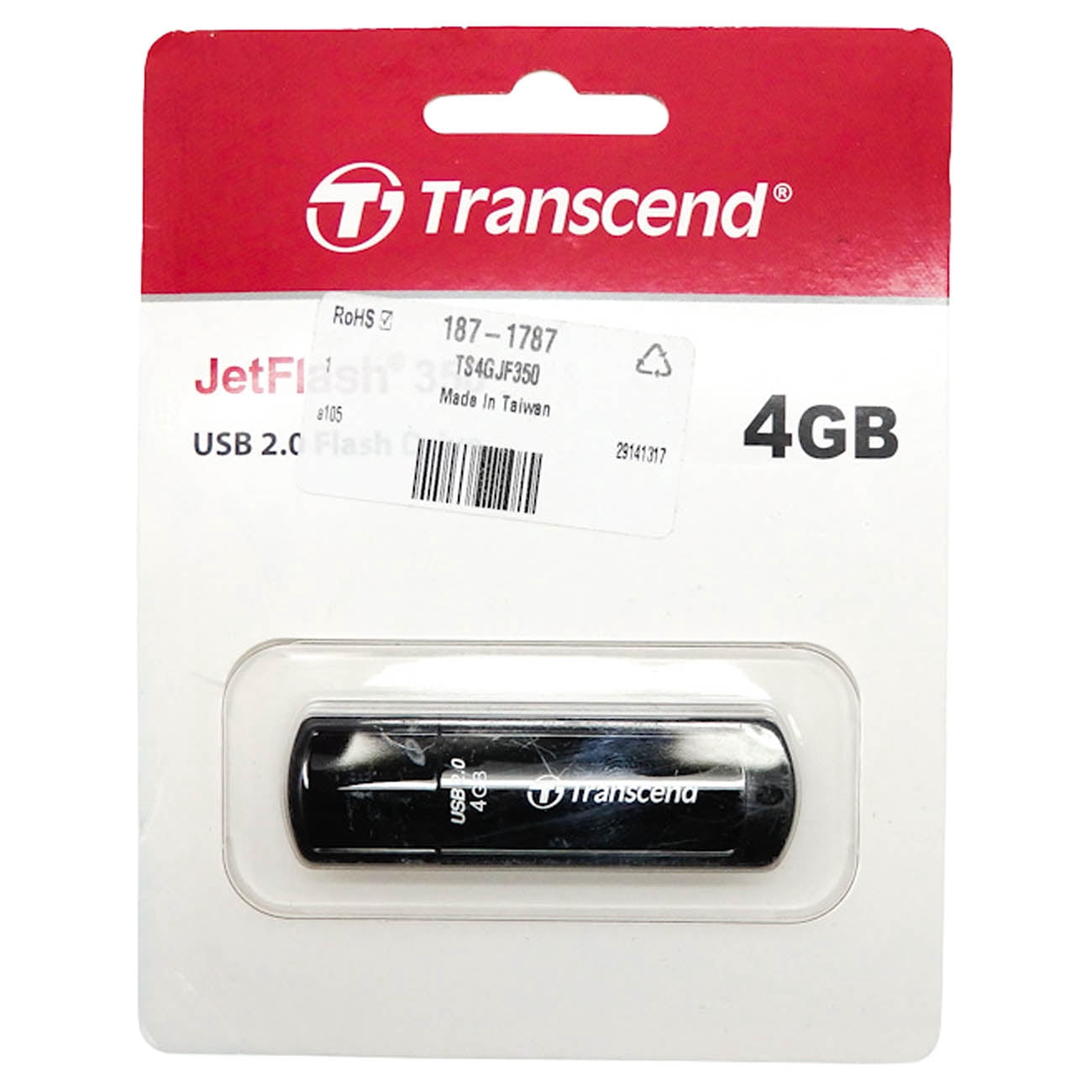 JETFLASH 350/370 - USB FLASH DRIVE - 4GB - USB TYPE-A; USB 2.0 - SPORTING A CLAS