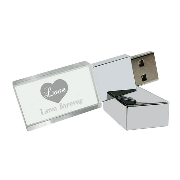 4GB USB 2.0 Flash Drive Crystal Blue LED Light Clear Glass Pen Drive (4GB 1PCS)