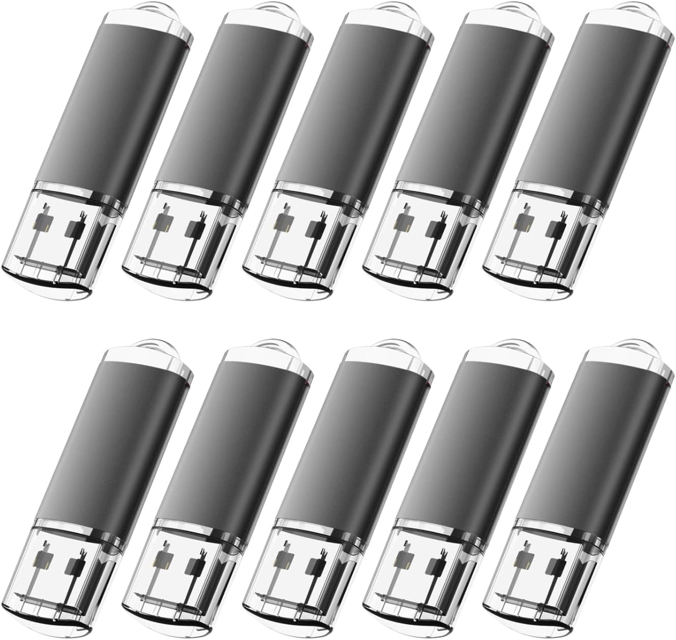 4GB USB Flash Drive 10 Pack,USB 2.0 Sticks Bulk Thumb Drives Memory Stick Jump Drive with LED Indicator for Storage and Backup (4GB10 Pack Black)