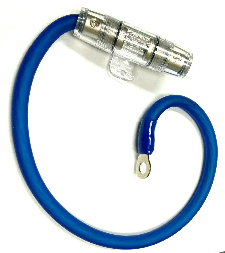 4Ga Awg Blue Power Cable 100% Ofc Copper With Agu Inline Fuse Holder W/60A Fuse