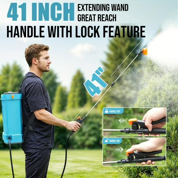 4Gal 120PSI Battery Backpack Sprayer - Electric Adjustable Pressure Sprayer For Lawn, Yard, Garden Weed Control W/5 Nozzles, Lightweight Design