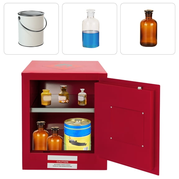 4Gal 16.93*16.93*22.05in 180 Red Industrial Liquid Safety Cabinet Flammable Red Hazardous Storage Cabinet with Alert Label