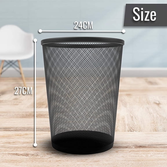 4Gal Black Metal Wire Mesh Waste Basket Lightweight Stylish 2-Pack for Home Office