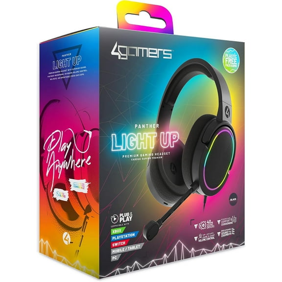 PC Accessory:  Wired Headset - 4Gamers PANTHER LED Light Up Headset:  Compatiblewith PC, Switch, PS5, Xbox X|S
