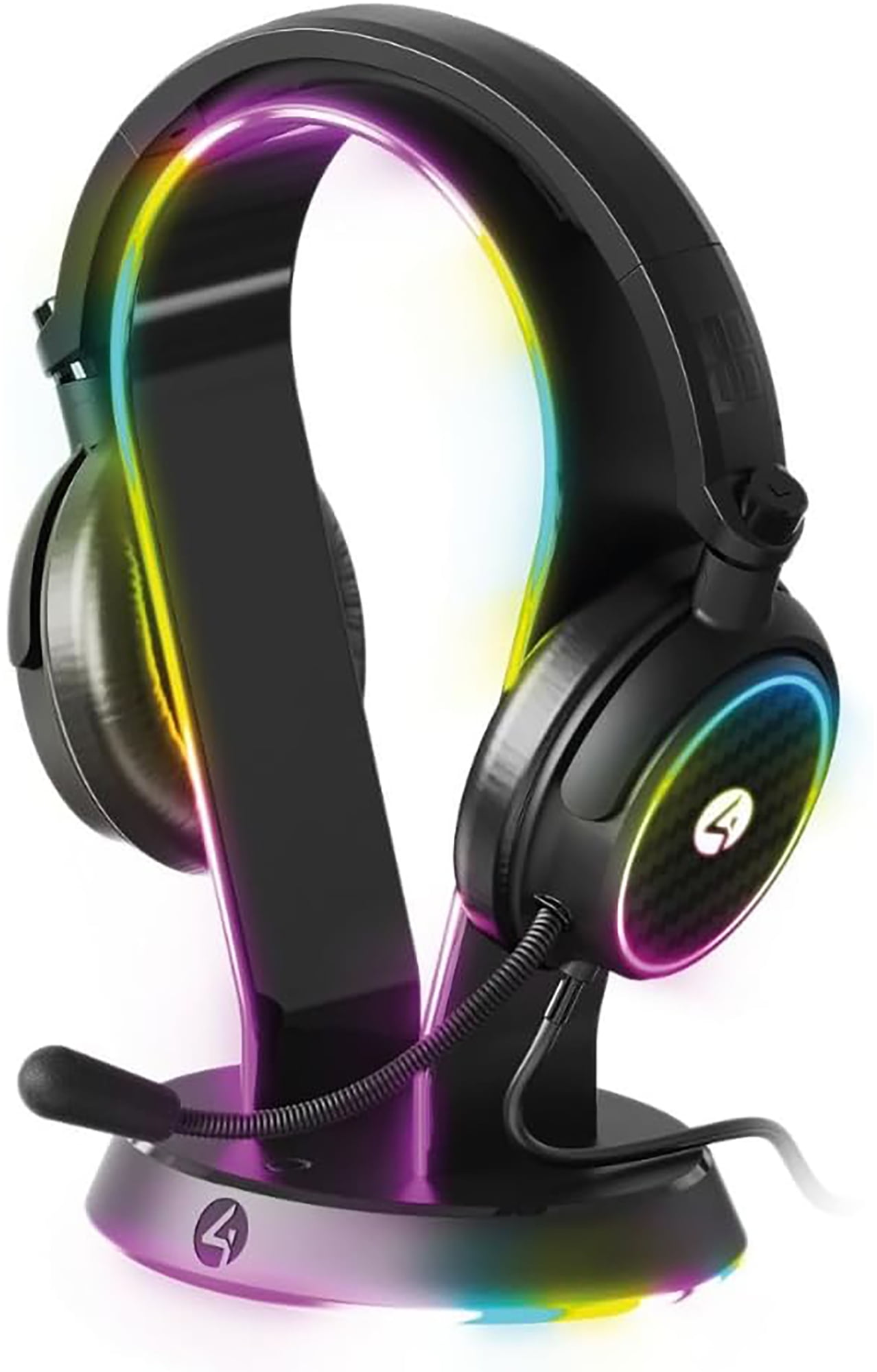 PC Accessory: Wired Headset - 4Gamers LED Light Up Headset with Stand: Compatible with PC, Switch, PS5, Xbox X|S