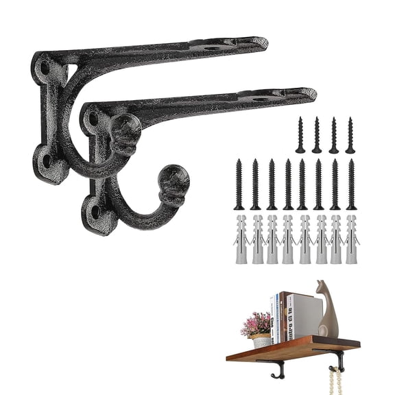 4Inch 2Pack Cast Iron Rustic Wall Mounted Shelf Brackets