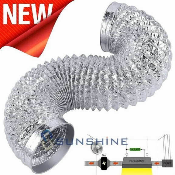 4Inch 8Ft Aluminum Vent Ducting Pipe Air Ventilation Hose Flexible Exhaust Duct