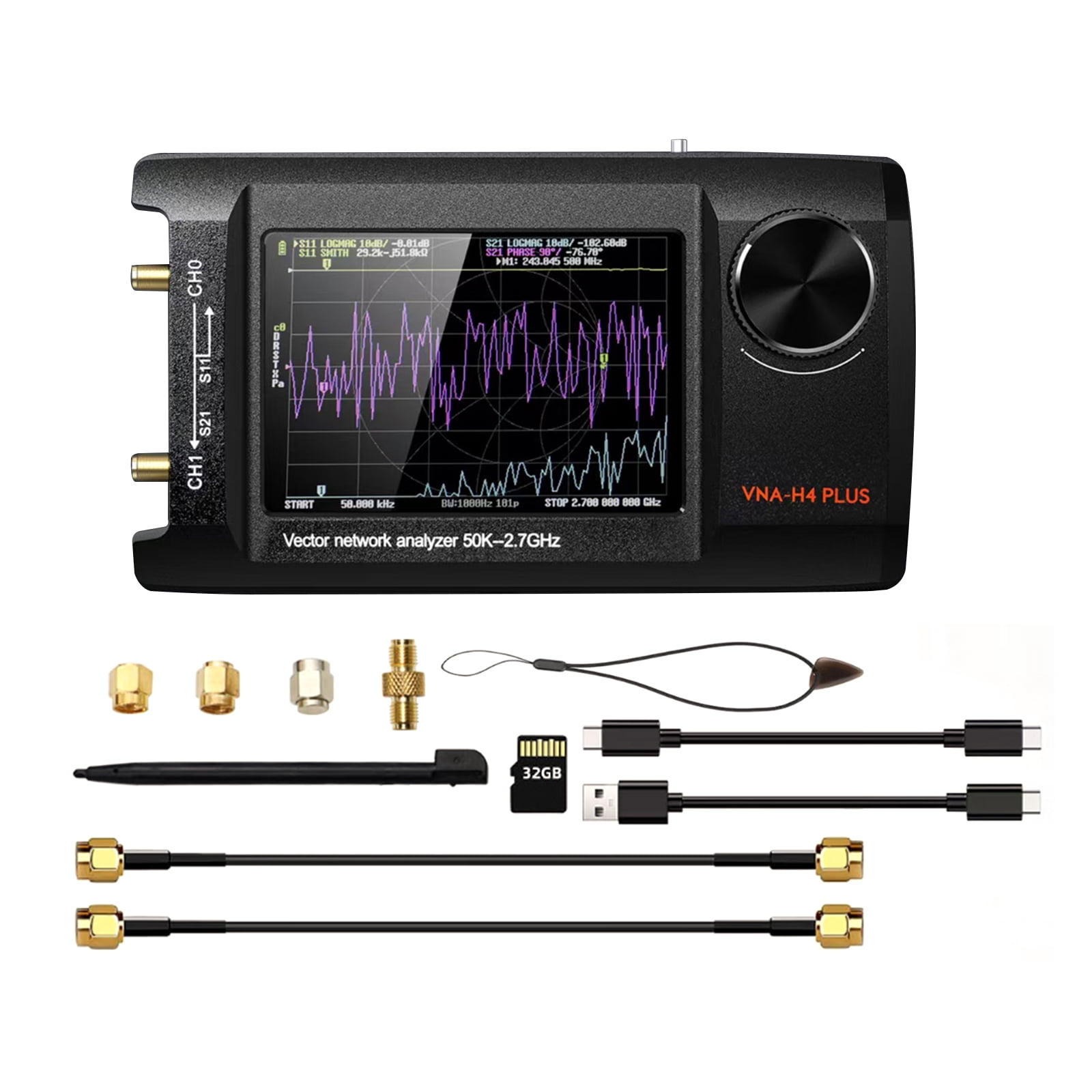 4Inch Upgraded NanoVNA Plus 50kHz-2.7GHz Handheld Vector Network ...