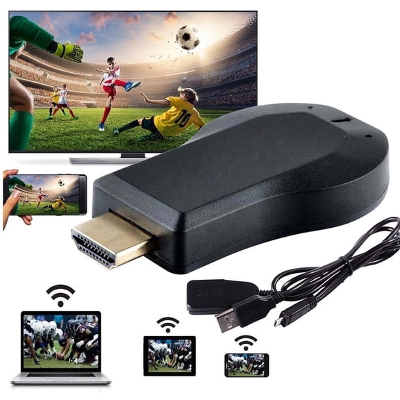 4K/1080P Anycast M100 Wireless Display Adapter, SmartSee WiFi Display Dongle HDMI Screen Mirroring Dual Core H.265/HEVC Decoder HD TV Stick Without Switching Miracast Airplay DLNA Support 4K 1080P