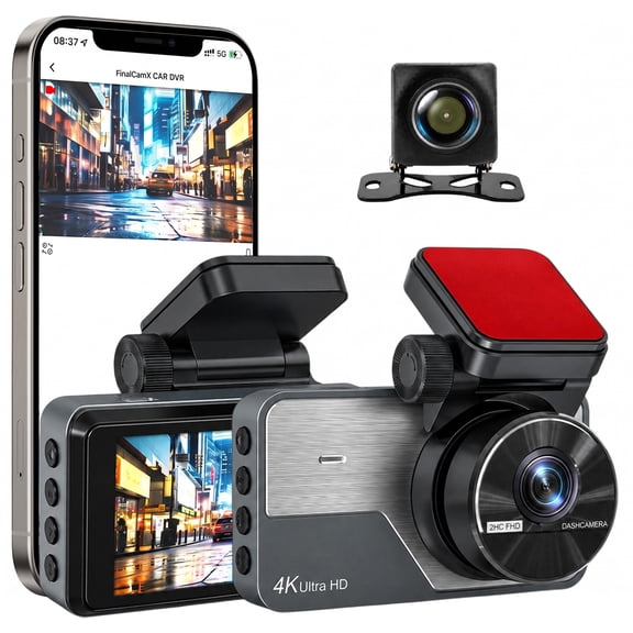 4K+2K Dual Dash Cam Front & Rear, WiFi Car Camera Recorder with 3" IPS Screen, Night Vision, Memory Card Not Included